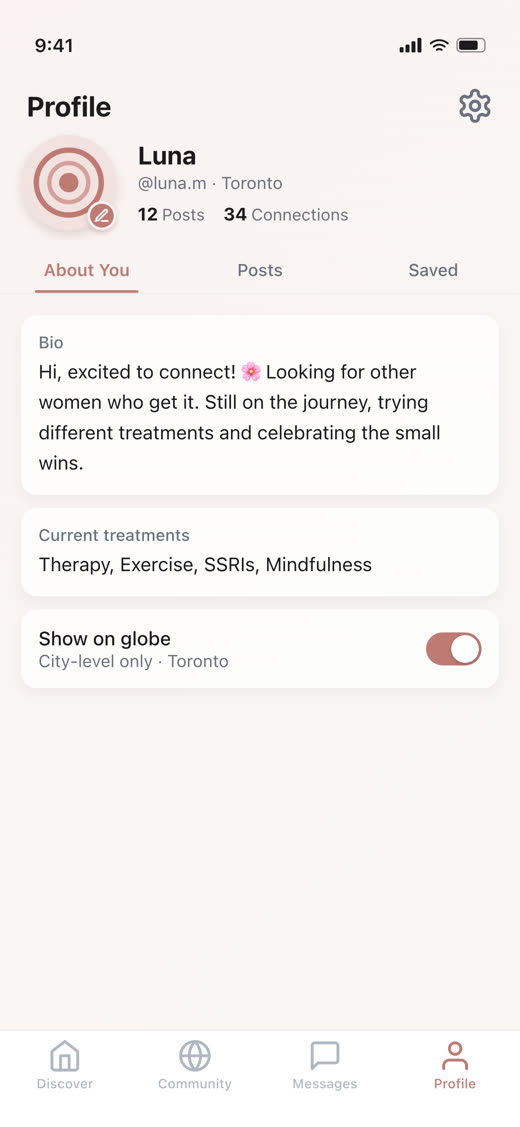 A Reni member profile with treatments and location